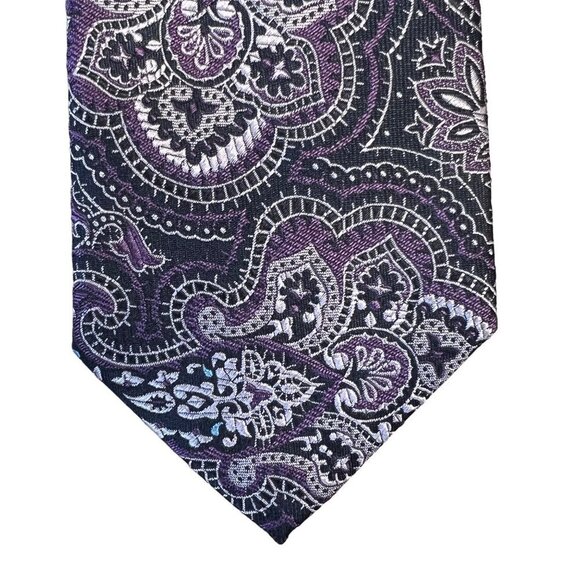 Boss Hugo Boss 100% Silk Neck‎ Tie Purple Paisley - Picture 1 of 6
